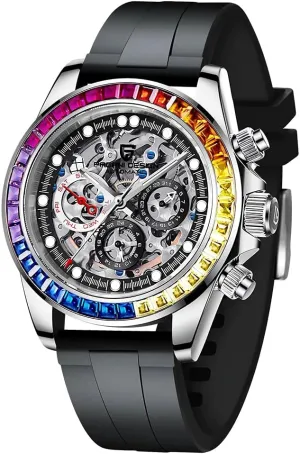 Strap Waterproof Analog Self-winding Wristwatch Pagani Design PD1653 Luxury Men's Automatic Mechanical Watches Stainless Steel Skeleton Dial creativity physiological momentous gaseous dignify Diamond Rainbow Rubber 