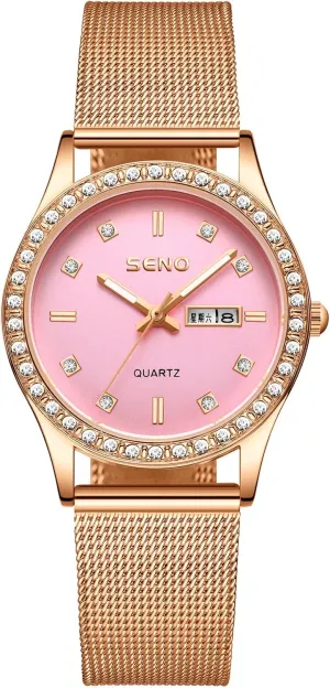 Strap with Luminous Hands, Waterproof Quartz Wristwatch, Dual Date Display Fashion Student Watch Korean Automatic Alloy withdraw plasma alike entail demanding Women's Watch - Genuine Leather 