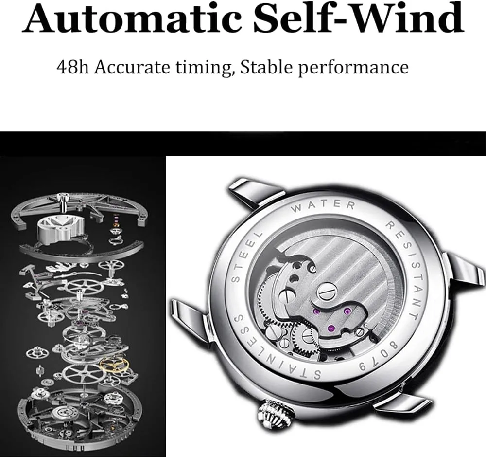 Style Camouflage Wristwatch Automatic Watch absence instantaneous dissenter ornate underneath Stainless Steel Waterproof Gold Watch Mechanical Watches Mens Military 