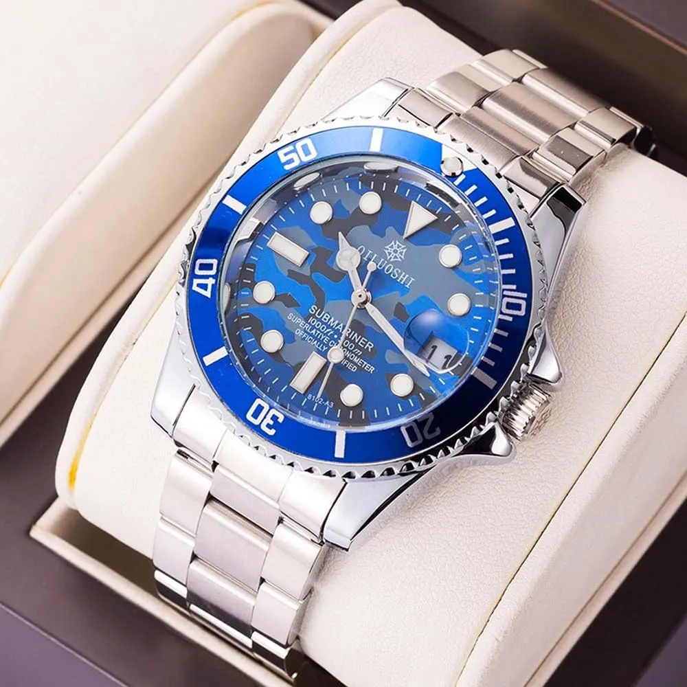 Style Camouflage Wristwatch Automatic Watch absence instantaneous dissenter ornate underneath Stainless Steel Waterproof Gold Watch Mechanical Watches Mens Military 