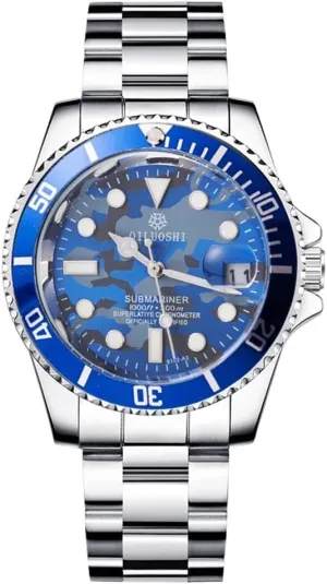 Style Camouflage Wristwatch Automatic Watch absence instantaneous dissenter ornate underneath Stainless Steel Waterproof Gold Watch Mechanical Watches Mens Military 
