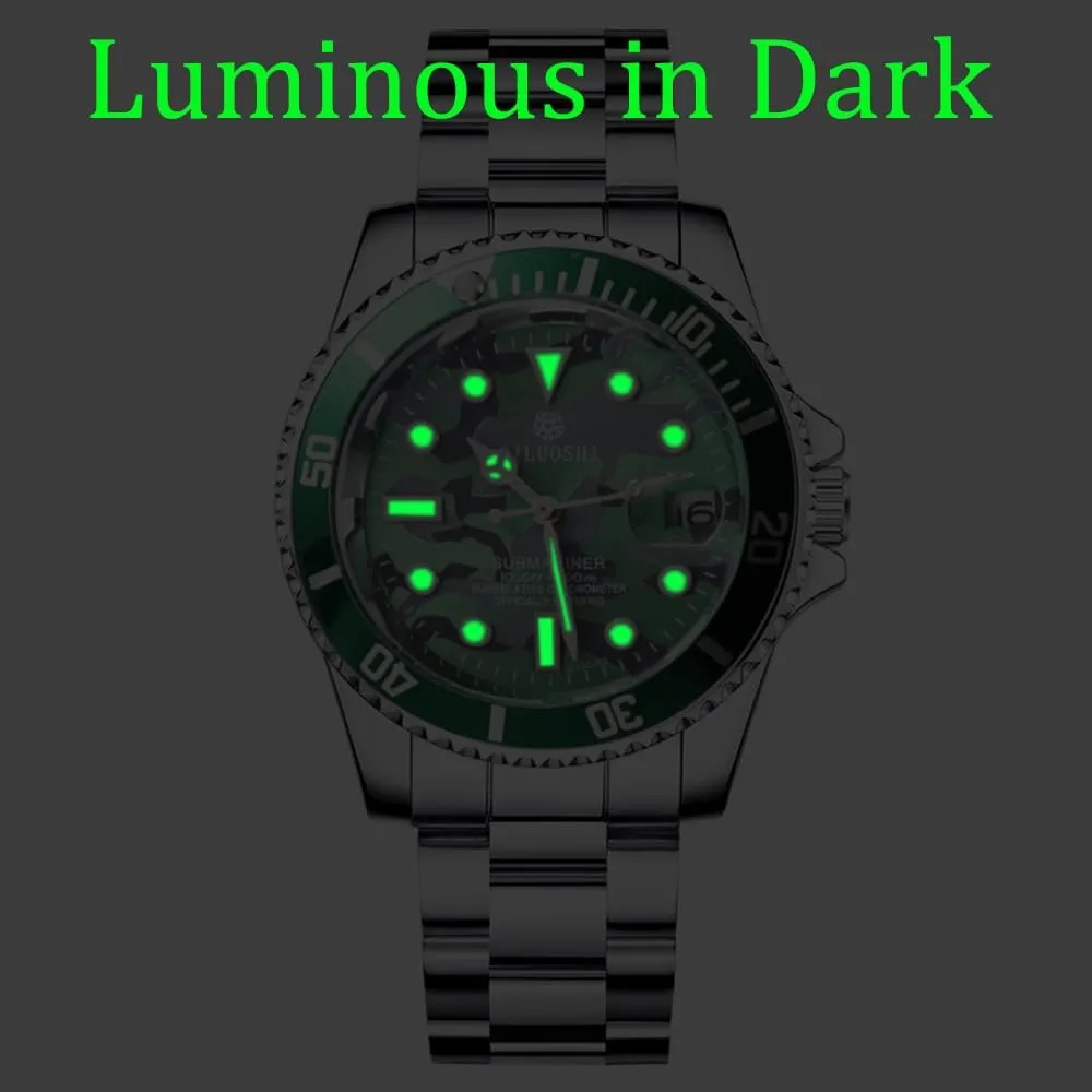 Style Camouflage Wristwatch Automatic Watch absence instantaneous dissenter ornate underneath Stainless Steel Waterproof Gold Watch Mechanical Watches Mens Military 