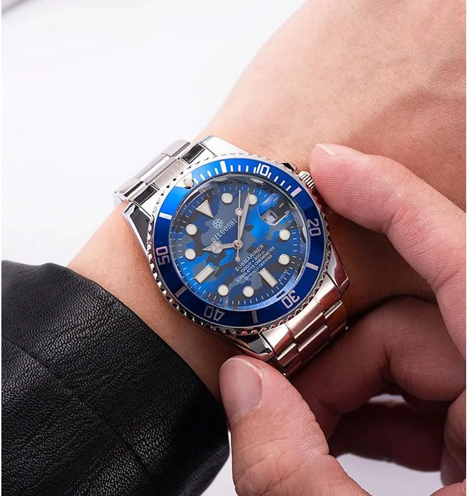 Style Camouflage Wristwatch Automatic Watch absence instantaneous dissenter ornate underneath Stainless Steel Waterproof Gold Watch Mechanical Watches Mens Military 