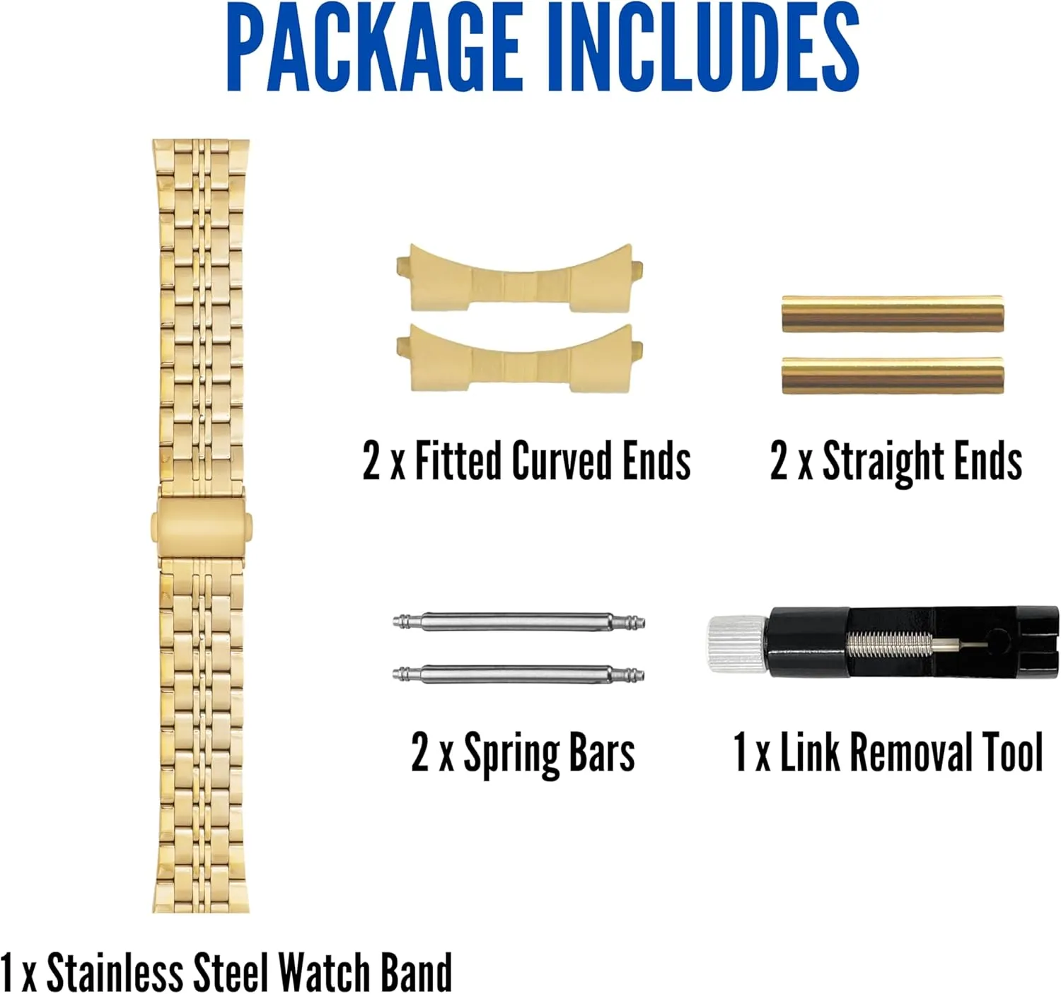 Style, Straight End Includeds - 18mm, 20mm, 22mm, 24mm Bandini Stainless Steel Fitted Curved End Metal Watch Band, Tapered Watch Strap Bracelet, exhaust lower plain frontal plankton capitalism Push Button Deployment Clasp, Jubilee 