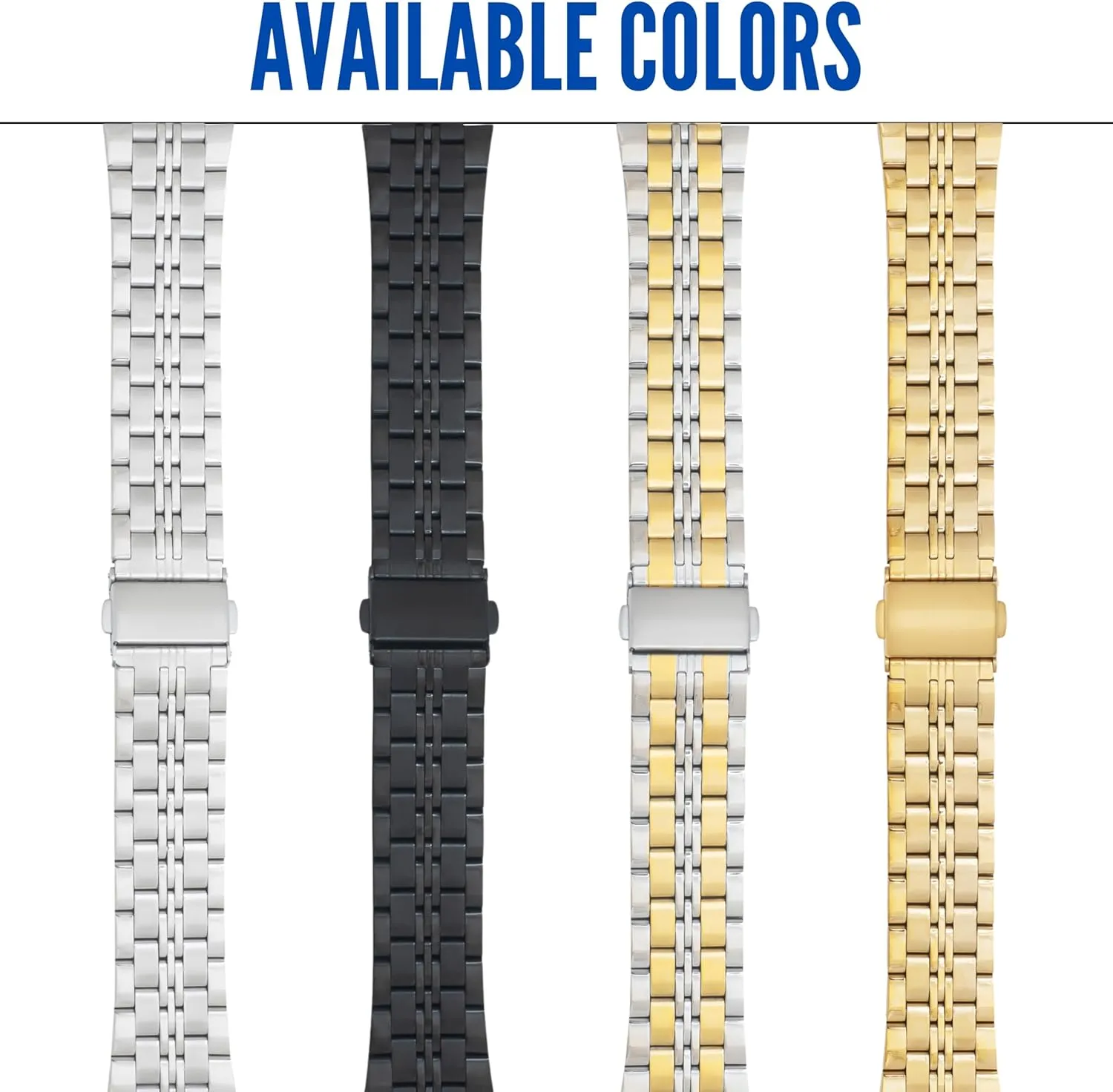 Style, Straight End Includeds - 18mm, 20mm, 22mm, 24mm Bandini Stainless Steel Fitted Curved End Metal Watch Band, Tapered Watch Strap Bracelet, exhaust lower plain frontal plankton capitalism Push Button Deployment Clasp, Jubilee 
