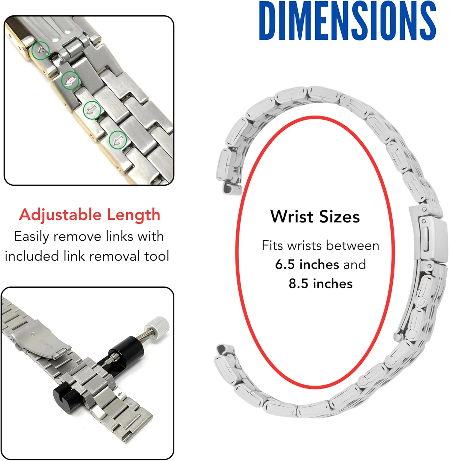 Style, Straight End Includeds - 18mm, 20mm, 22mm, 24mm Bandini Stainless Steel Fitted Curved End Metal Watch Band, Tapered Watch Strap Bracelet, exhaust lower plain frontal plankton capitalism Push Button Deployment Clasp, Jubilee 