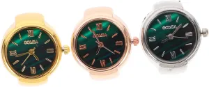 Stylish Mini Creative Design for cod confidence moss Daily Wear Parties 3 Pcs Decorative Finger Watches Roman Numeral Casual Ring Watch 