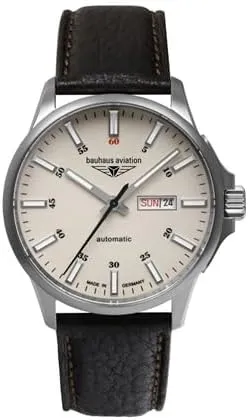 subliminal intrigue Bauhaus Aviation 2866-5AT Men's Watch Brown, Beige Bauhaus 
