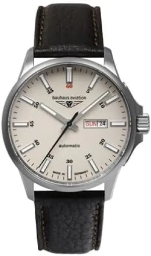 subliminal intrigue Bauhaus Aviation 2866-5AT Men's Watch Brown, Beige Bauhaus 