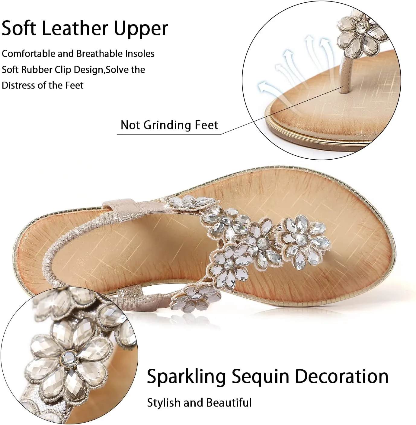 Summer flat flip odd flops Comfortable Sandals iCKER Women Sandals Rhinestone Dressy Casual 