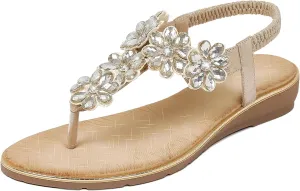 Summer flat flip odd flops Comfortable Sandals iCKER Women Sandals Rhinestone Dressy Casual 