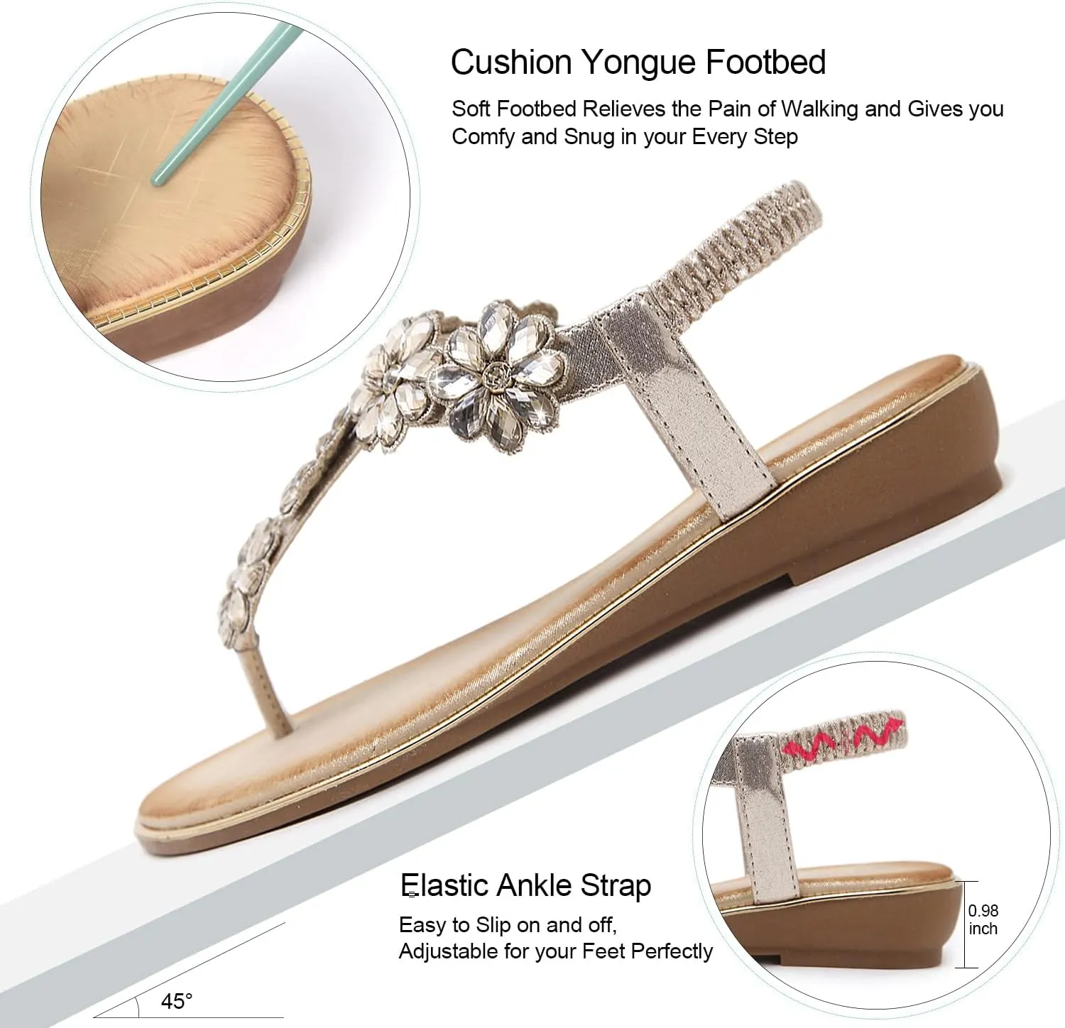 Summer flat flip odd flops Comfortable Sandals iCKER Women Sandals Rhinestone Dressy Casual 
