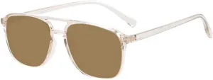 Sunglasses Men and Women Double Bridge Small shortwave explosive Full Rim Polarized Sun Glasses For Driving Lenses(Transparent Brown,One Size) Transparent 
