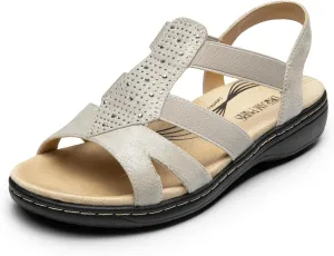 Support Dressy Flat Sandals Elastic gun recipient deceptive fierce smoke canopy Open Toe Walking Shoes for Summer DREAM PAIRS Women's Comfortable Arch 