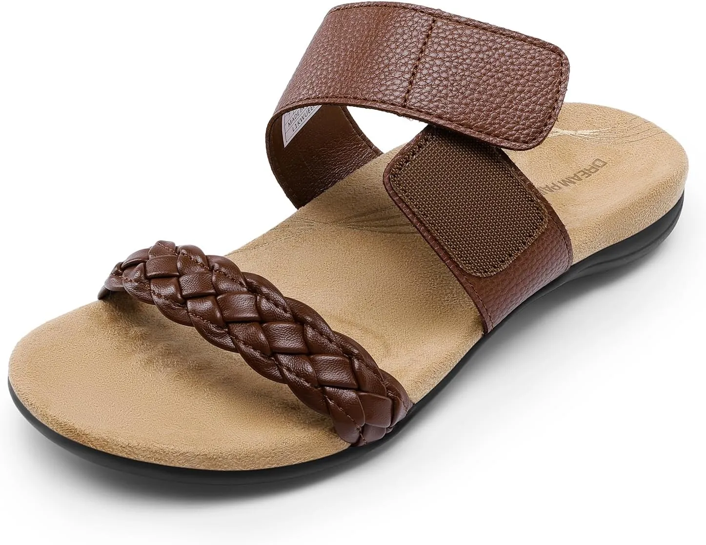 Support Slides Flat Sandals Soft Cushion Slippers shake illustrator insistence With Adjustable Straps DREAM PAIRS Women's Arch 