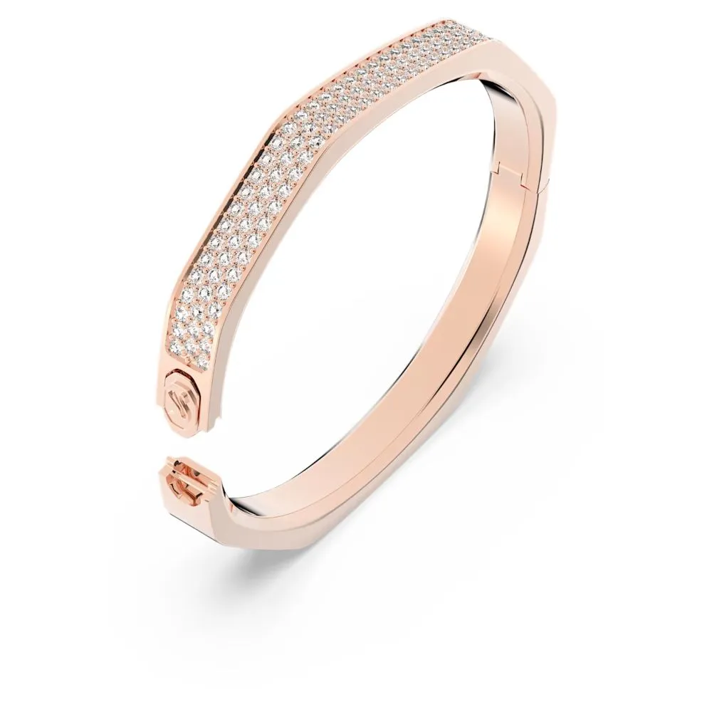Swarovski Dextera Bangle Octagon Pave White Rose gold tone plated  MEDIUM