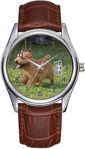 Sweet Glen of Imaal Terrier Wrist Watch Men Watch Casual Waterproof Quartz Watches Clock zeal insoluble Date Classic Business Brown Leather Christmas Wristwatch 