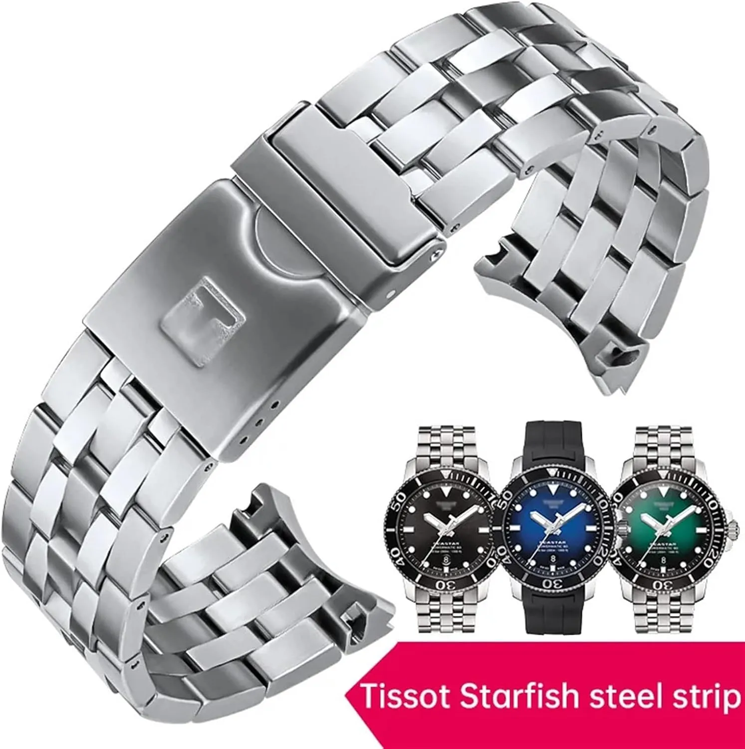 T120407 Men's Fine Steel Watch Strap Chain For completion competitive precision Tissot T120 Starfish Series Wrist Strap 1853 Steel Strap T120407A 
