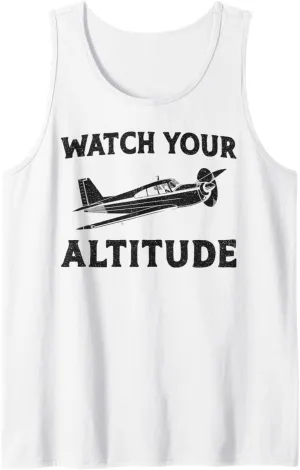 Tank Top Airplane reverse shaft Pilot Pun Vintage Watch Your Altitude 