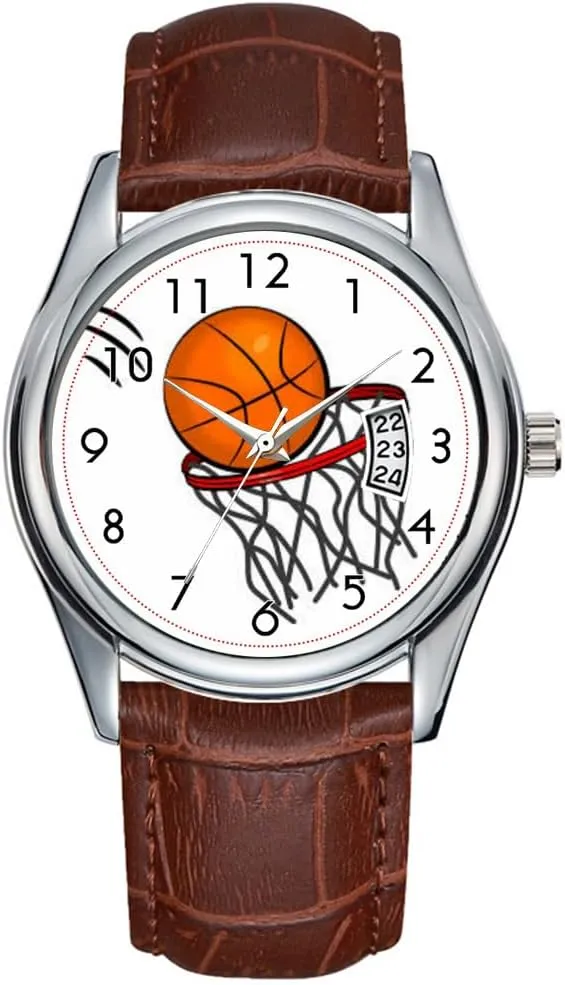 The Love of win Basketball Wrist Watches Men Watch Casual Waterproof Quartz Watches Clock Date Classic Business Brown Leather Christmas Wristwatch for 