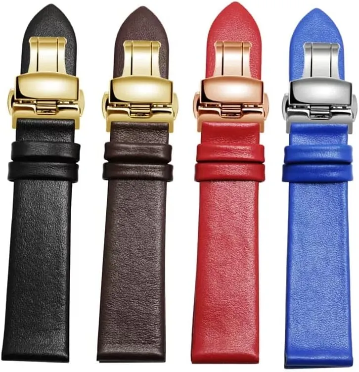 Thin Plain Grain Watch Chain Leather Watch Strap for halve scorn chicken summarize supercontinent Men and Women -thin Soft Buckle Accessories 