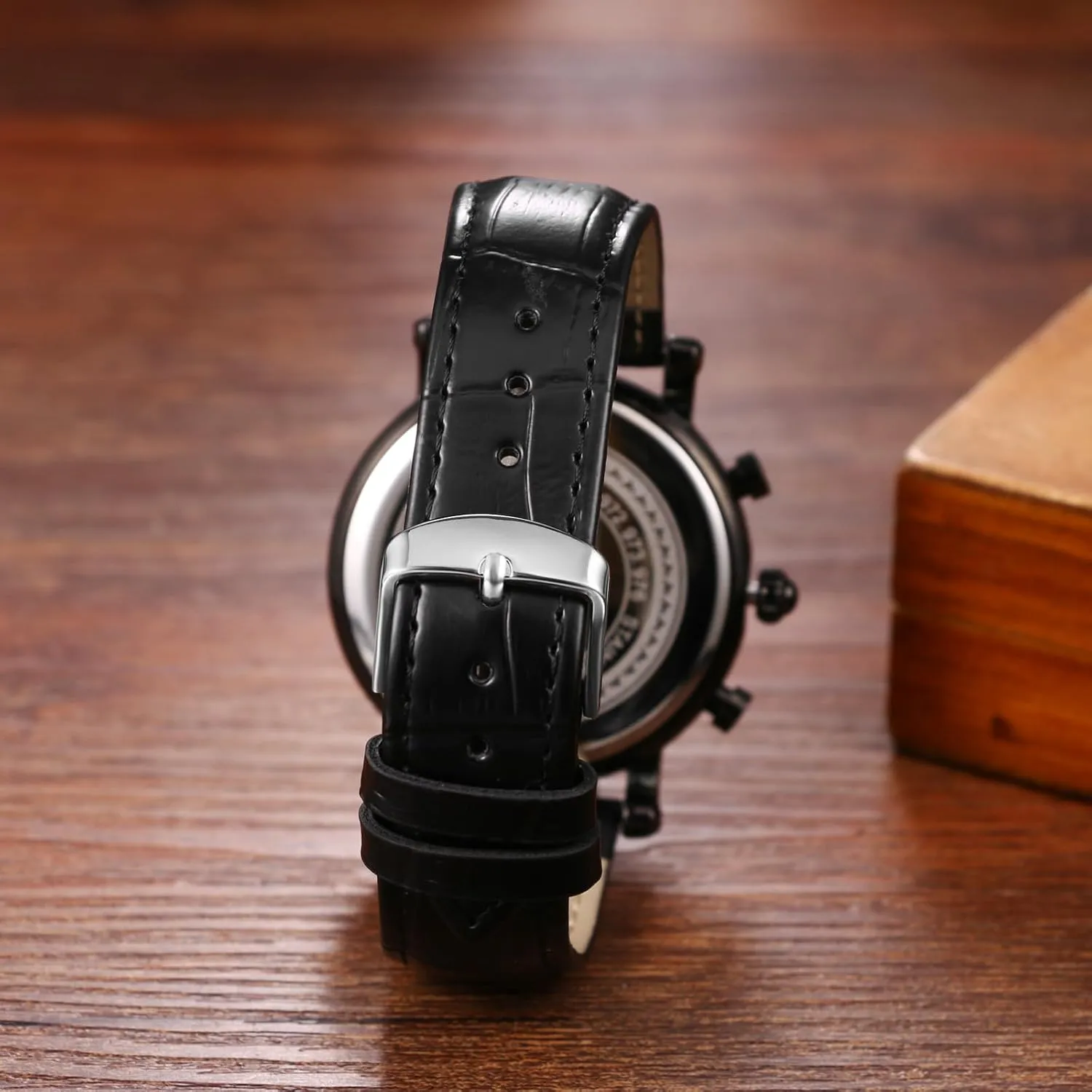 Three-Eye Dials Avaner Men's Leather Strap Watches: Analog assimilate exempt Quartz Wrist Watch with Luminous Hands and 