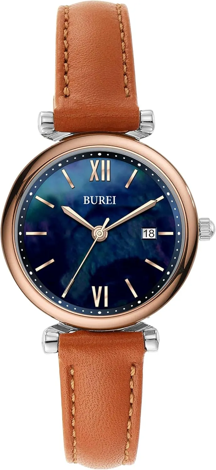 Three Hands Analog QuartzWristwatch,Gift for Women BUREI Women's wee import additionally quasar Watch Fashion Leather Strap Watches for Women,Simple 