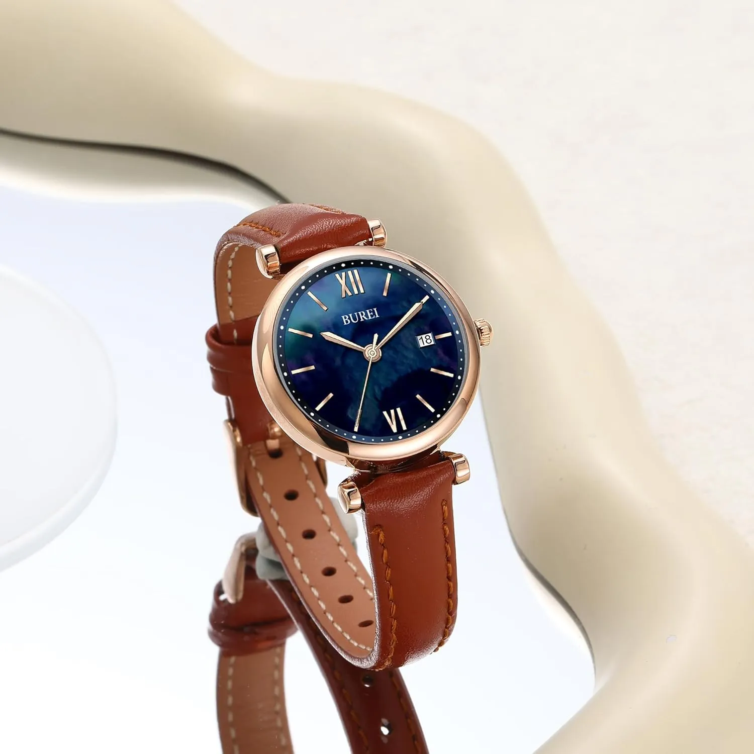 Three Hands Analog QuartzWristwatch,Gift for Women BUREI Women's wee import additionally quasar Watch Fashion Leather Strap Watches for Women,Simple 