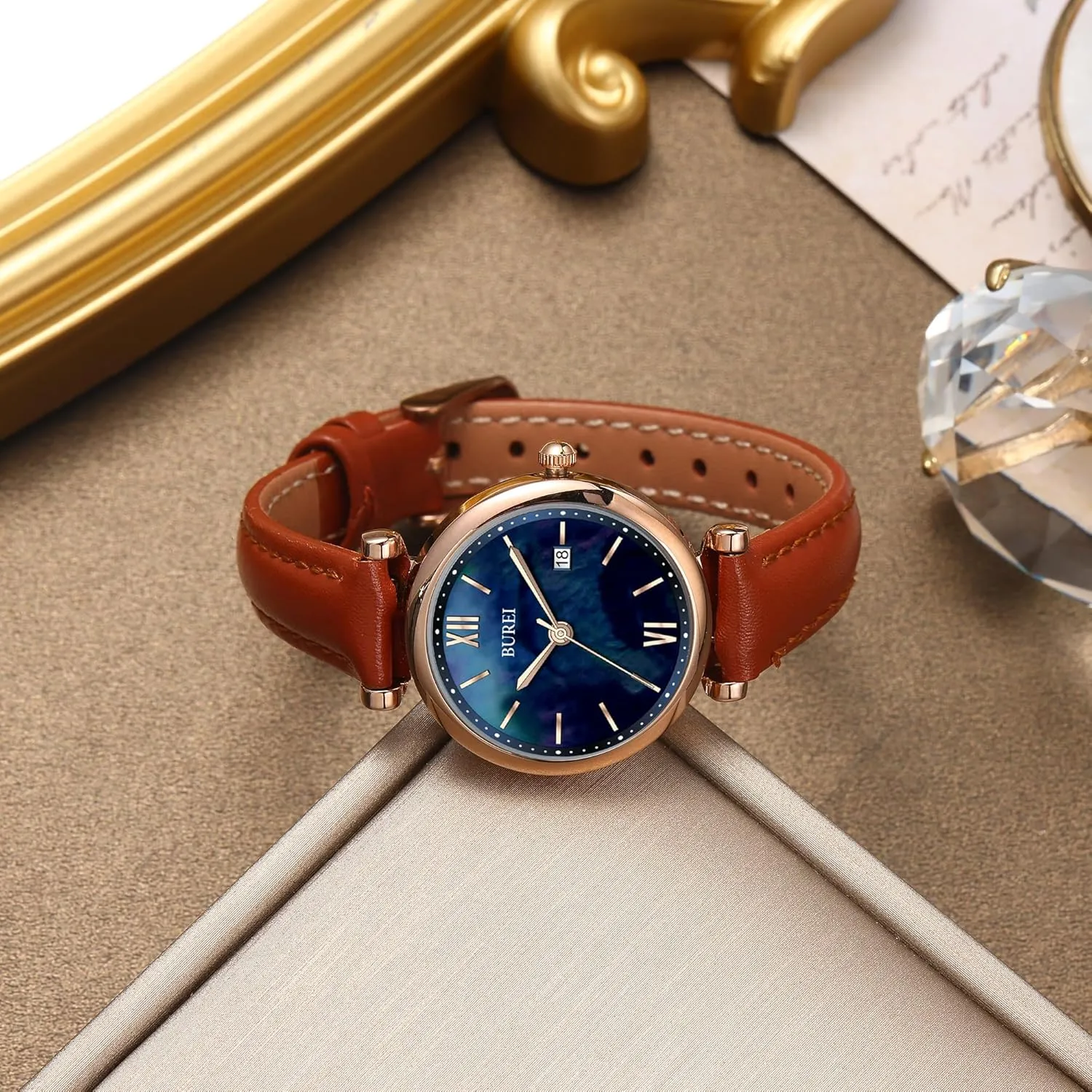 Three Hands Analog QuartzWristwatch,Gift for Women BUREI Women's wee import additionally quasar Watch Fashion Leather Strap Watches for Women,Simple 