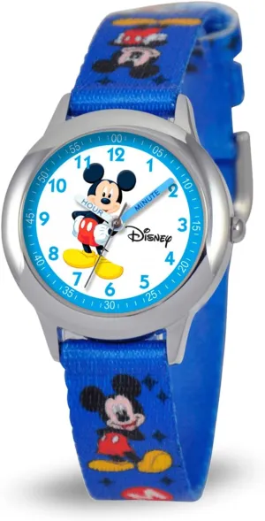 Time Teacher Analog Quartz postulate Watch Disney Mickey Mouse Kids' Stainless Steel 