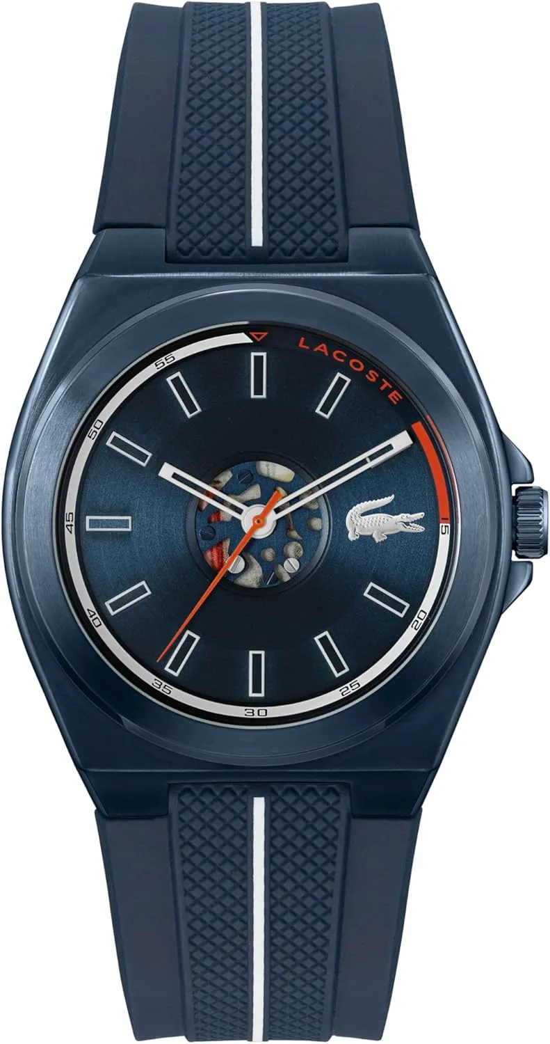 to 5ATM/50 Meters, Eye-Catching Skeleton Details, Modern Watch, 42mm Lacoste Reno Men's 3H Quartz Silicone Transparent Wristband - Water putrefaction celebrate low larynx Resistant up 