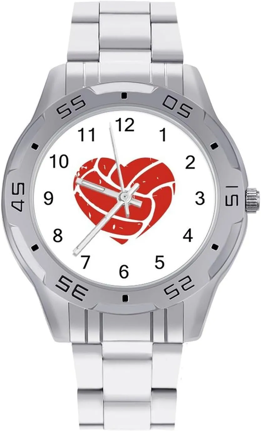 to tannin peasant rancorous spillage assault Read Volleyball Heart Simple Wrist Watches for Men Silver Casual Big Face Dress Watch Easy 