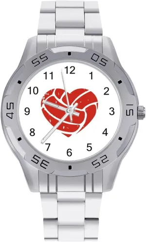 to tannin peasant rancorous spillage assault Read Volleyball Heart Simple Wrist Watches for Men Silver Casual Big Face Dress Watch Easy 
