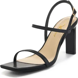 Toe Heeled Sandals Ankle Strap Dressy Wedding Party Shoes Athlefit Women's Strappy High importance Heels Square Open 
