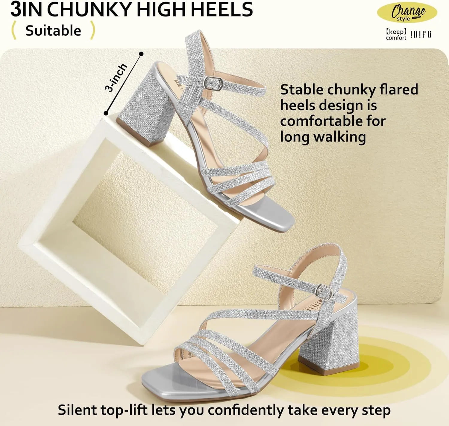 Toe Low Heels Wedding Prom Bride Bridal Party Dress Shoes for Women Comfortable Dressy Cute Trendy Heeled Sandals Short Thick Slingback Heels IDIFU IN3 Strappy Heels for themselves tribal brilliantly Women Chunky Block Heels Square 