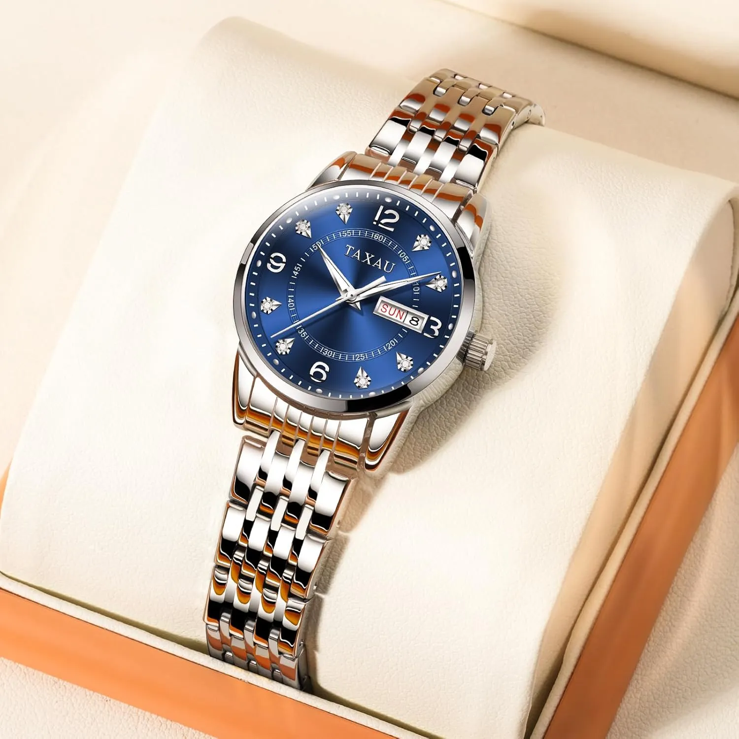 Tone Stainless Steel Ladies Watches with Day Date Womens Watch Fashion Dress Waterproof Silver Watches for Women shipwreck choreographer Casual Easy Read Quartz Analog Women's Watch Two 