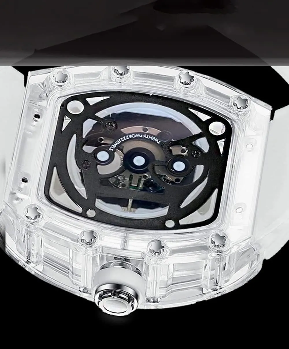 Tonneau Transparent Analog Display Silicone Strap Calendar Quartz Waterproof Trend Male Wrist Watch reduce Gosasa Fashion Hollowed Men Watches 