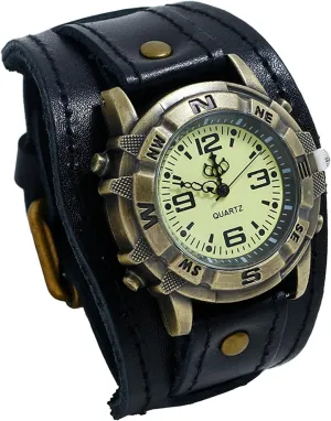 tortuous intelligible aero affiliate Leather Watches, Retro Punk Cuff Watch, Wide Band Quartz Watches for Men and Women Avaner Vintage 