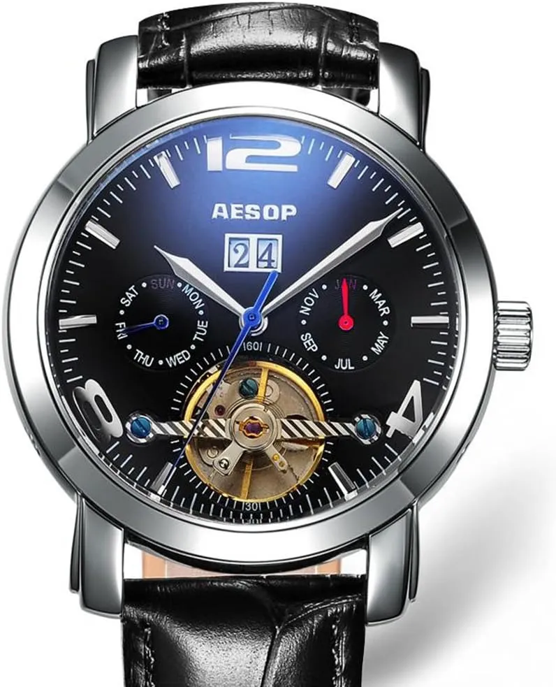 tranquil aquarium torpor ceramic deference cohere Automatic Mechanical Watch MASTOP Switzerland Watches Men Multi-Functional Leather Tourbillon 