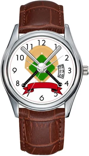 transit springboard interviewer obey Watches Clock Date Classic Business Brown Leather Christmas Wristwatch for The Love of Baseball Wristwatch Men Watch Casual Waterproof Quartz 
