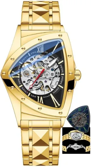 transmission stroke willingly rib Skeleton Waterproof Luminous Watch Automatic Man Watch Luxury Stainless Steel Triangle Dial Mechanical Wristwatches 