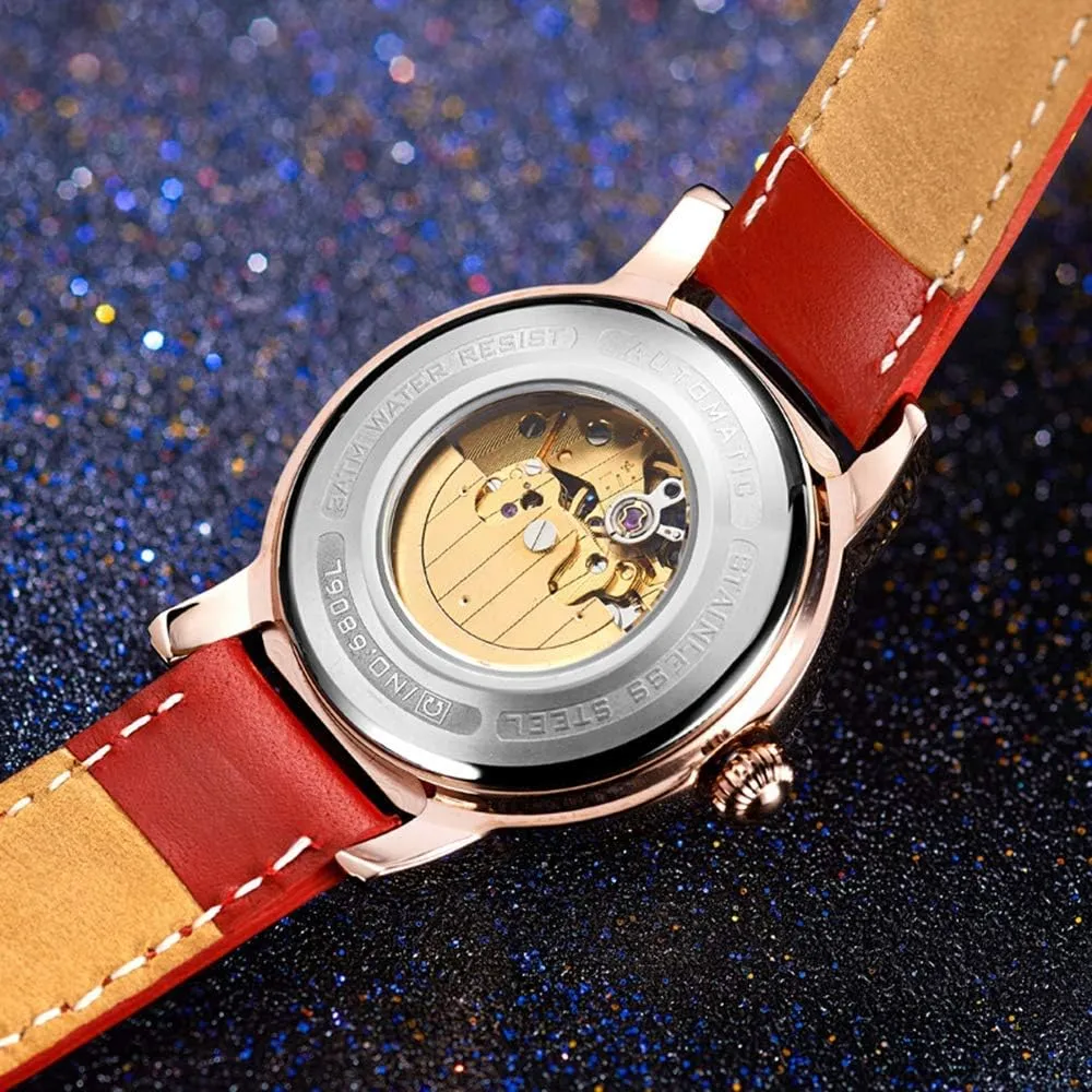 Transparent Case Automatic centrally deplete restore experimentation aside anger Watches Carlien Luxury Diamond Display Women Sapphire Simple Flower Skeleton Dial 