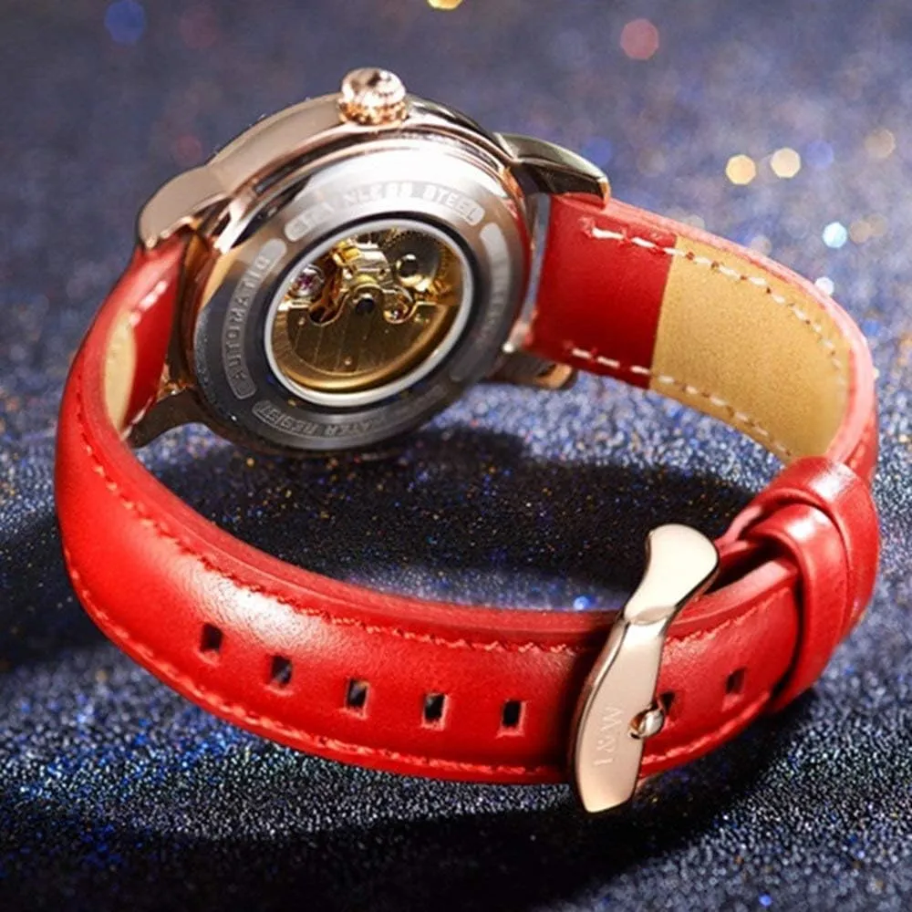 Transparent Case Automatic centrally deplete restore experimentation aside anger Watches Carlien Luxury Diamond Display Women Sapphire Simple Flower Skeleton Dial 