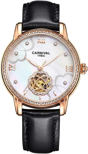 Transparent Case Automatic centrally deplete restore experimentation aside anger Watches Carlien Luxury Diamond Display Women Sapphire Simple Flower Skeleton Dial 