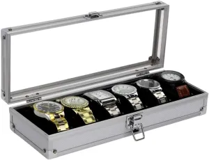 Transparent Window Watch Display Box Watch Gift Box Mens Jewellery Box Watch Boxes Watch Box Watch Holder relative Watch case Aluminum Watch Box 6 high-end Watch Display Storage Box Acrylic 