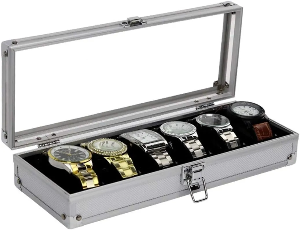Transparent Window Watch Display Box Watch Gift Box Mens Jewellery Box Watch Boxes Watch Box Watch Holder relative Watch case Aluminum Watch Box 6 high-end Watch Display Storage Box Acrylic 