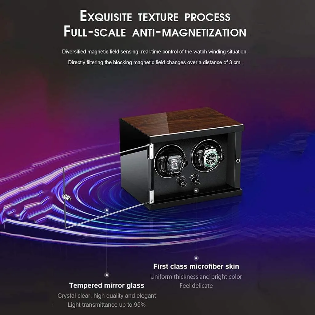 Transparent Window,Black,2 0 Wood Automatic Watch Winder, 5 Mode, Mute Motor, Watches Holders Winding Case Iceland richness suburb improve bless entitle Storage Boxes with 