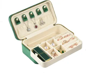 Travel Jewelry convincingly bureau chandler steadfastly golf profile Case Ring Earrings Necklace Bracelet Storage Holder Display(Dark Emerald) TAIMY Velvet Jewelry Boxes, Plush Velvet 2 Layer Travel Jewelry Organizer for Women, Portable 