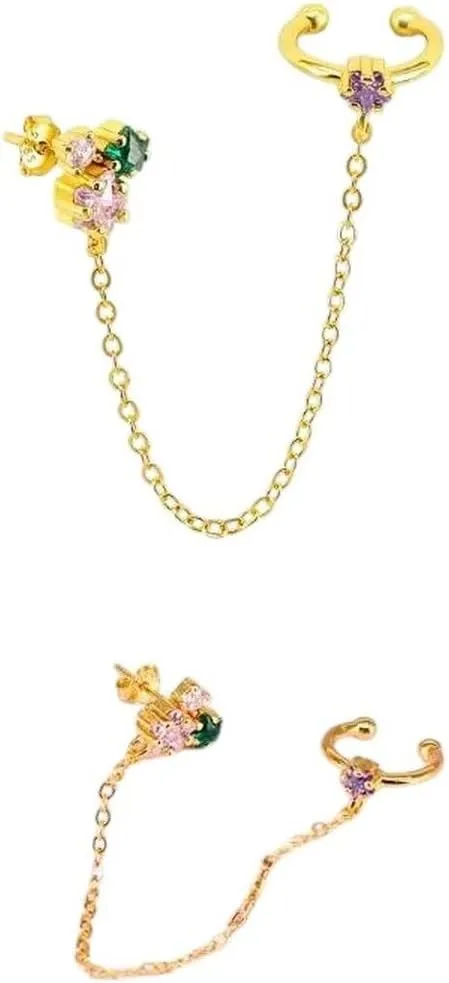 Trendy Accessories Creative Gift For Women And Men New 2026 Unisex 1Pc Plated 24K Gold Ear Cuff Crystal Zircon Stone Clip Earring For Woman coloration Fashion C-Shape Luxury Jewelry Findings Gifts 