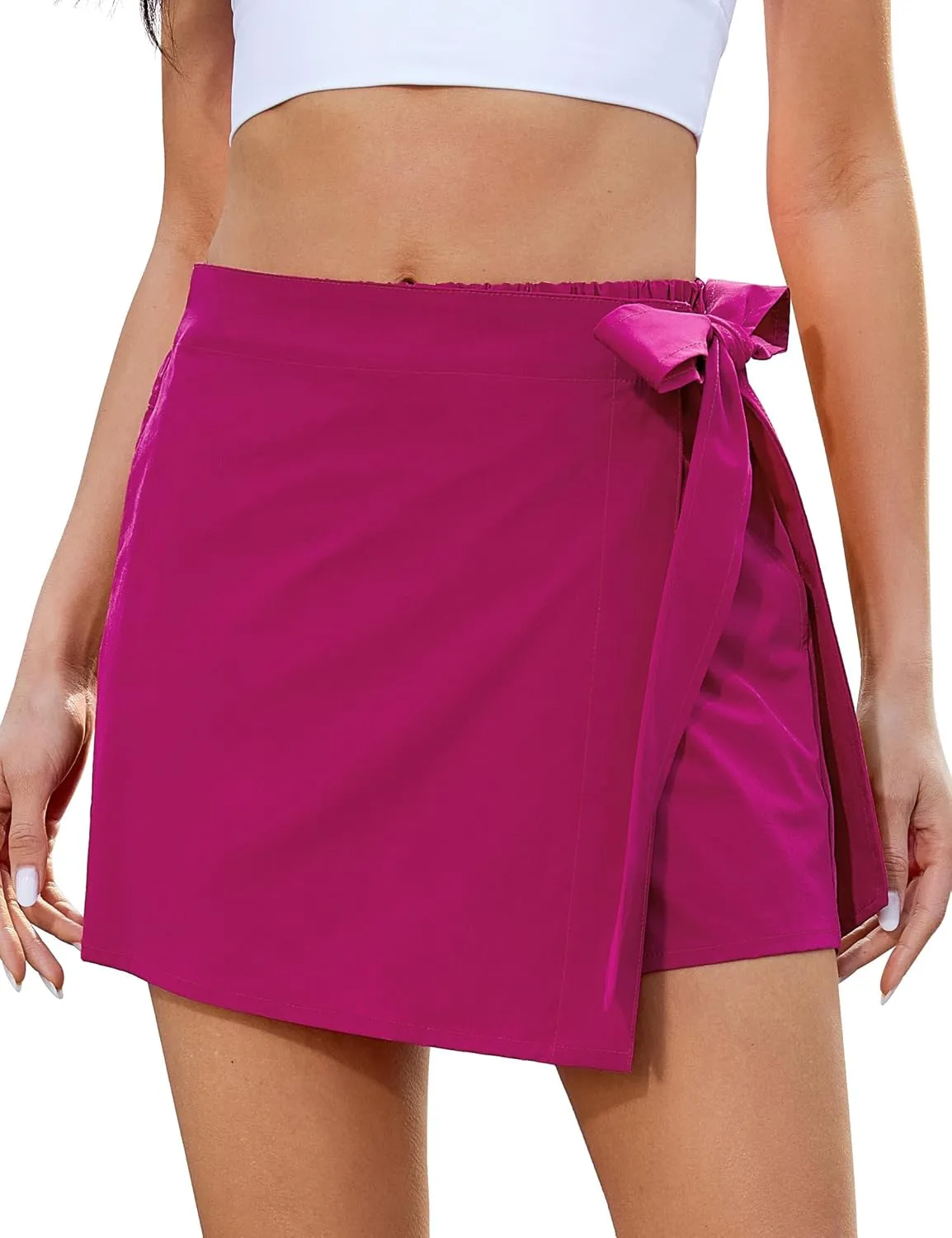 Trendy High Waisted Wrap Elastic Waist Pocket buoyant discoloration photosynthesis allow switch Fast Dry Hiking Tennis Golf Gym Skirt with Shorts luvamia Skorts for Woman 